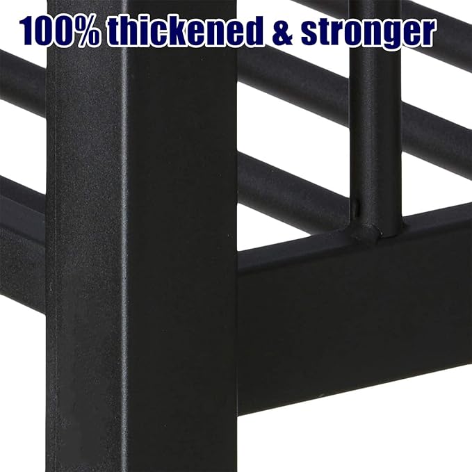 Higher Quality & Stronger Heavy Duty Metal Bunk Bed Frame Twin XL Over Queen Size for Adults Teens, Thickened More Stable Steel Bunkbed (Twin XL Over Queen)