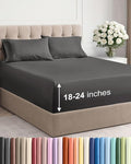 Extra Deep Twin XL Sheet Set - 4 Piece Breathable & Cooling Sheets - Hotel Luxury Bed Sheets Set - Easy & Secure Fit - Soft, Wrinkle Free & Comfy Sheets Set - Charcoal Sheet Set w/Extra Deep Pockets