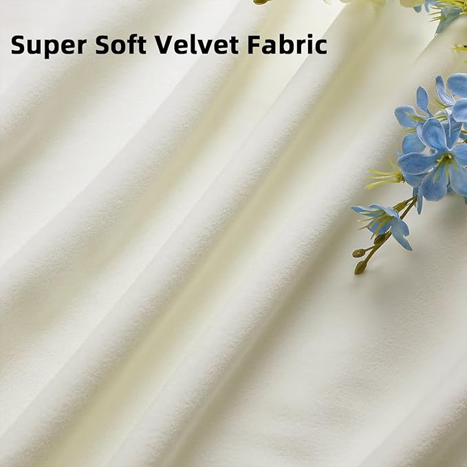 Joydeco White Velvet Curtains 120 inch Length 2 Panels, Luxury Blackout Rod Pocket Thermal Insulated Window Curtains, Super Soft Room Darkening Drapes for Living Dining Room Bedroom,W52 x L120 inches