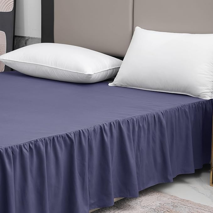 Navy Blue Bed Skirt Twin Size Ruffled Bed Skirt with Split Corners, Twin Bed Skirt 14 Inch Drop,Twin Size Bed Skirt Black for Ruffled Bed Skirt with Split Corners, Bed Skirt Twin Size