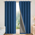 Joydeco Blackout Curtains for Bedroom - 120 Inch Long 100% Light Blocking 2 Panels Navy Blue Drapes, Thermal Insulated Room Darkening Curtains, Linen Textured for Living Room, Rod Pocket & Back Tabs