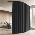Room Divider Curtains with Ceiling Curtain Track Set Window Curtain for Bedroom,Living Room Total Blackout Thermal Insulated Privacy Ceiling Track Curtain W 12 × H 7 FT Black drape&Black track