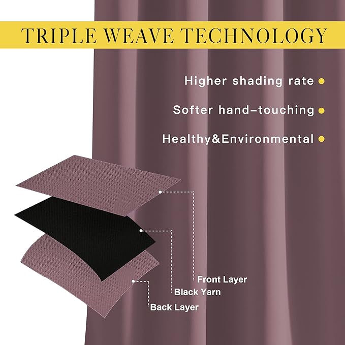 NICETOWN Dry Rose Blackout Curtains 84 inch Length 2 Panels, Grommet Thermal Insulated Window Treatments Light & Sound Reducing Drapes for Living Room/Bedroom, W46 x L84