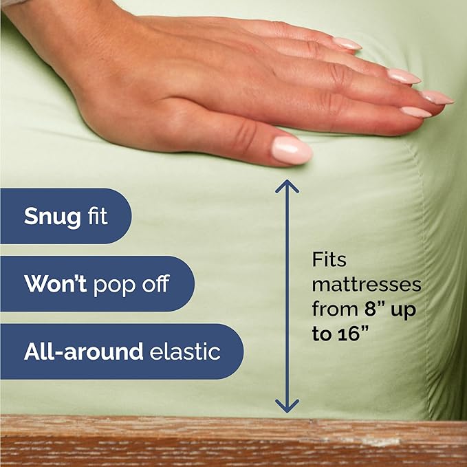 Twin 4 Piece Sheet Set - Cooling, Comfy & Breathable - Hotel Luxury Bedding, Includes Fitted Sheet for Women, Men, Kids & Teens - 1 Flat, 1 Fitted Sheet, 2 Pillowcases with Deep Pockets - Light Sage