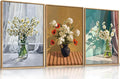 LHIUEM Large Vintage Botanical Floral Framed Canvas Wall Art,Boho White Daisy Vase Wall Decor,Modern Flower Sunshine Prints,Rustic Wildflower Artwork for Living Room,Bedroom,Dining Room,Office -24"x36"x3