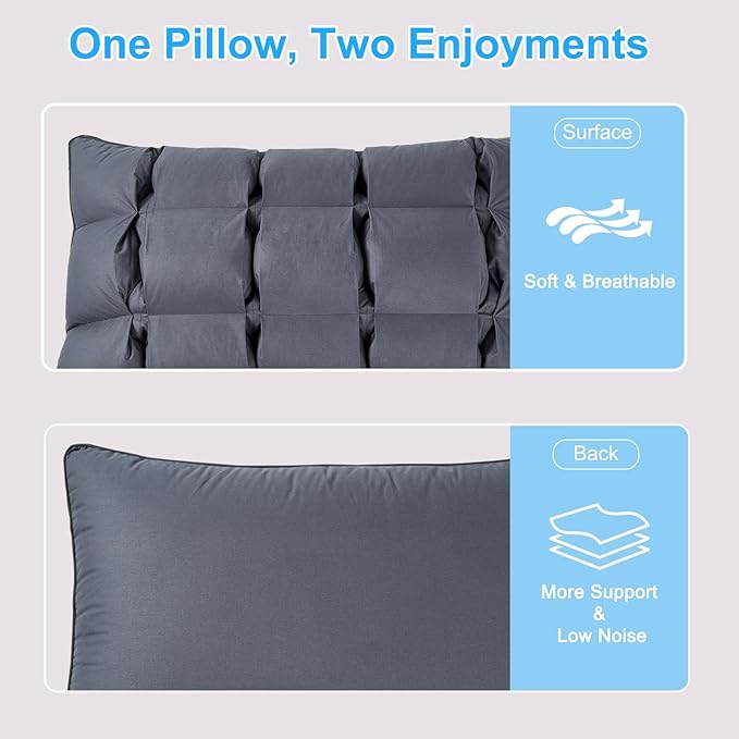 YOUR MOON Soft Pillow Queen Size of 2 for Sleeping, Super Soft Support Down Alternative Pillow, 100% Cotton Shell Luxury Comfy Fluffy Bed Pillows for Sleep(Gray)