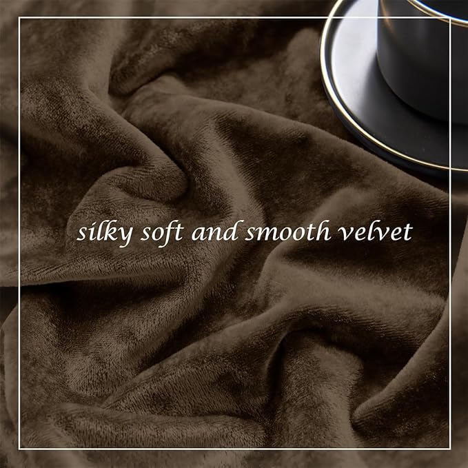 SMILETIME Chocolate Crushed Velvet Curtains 52x108 inch Luxurious Thermal Insulated Soundproof Drapes for Living Room Bedroom Office Soft and Durable Light-Filtering Window Treatments, 2 Panels