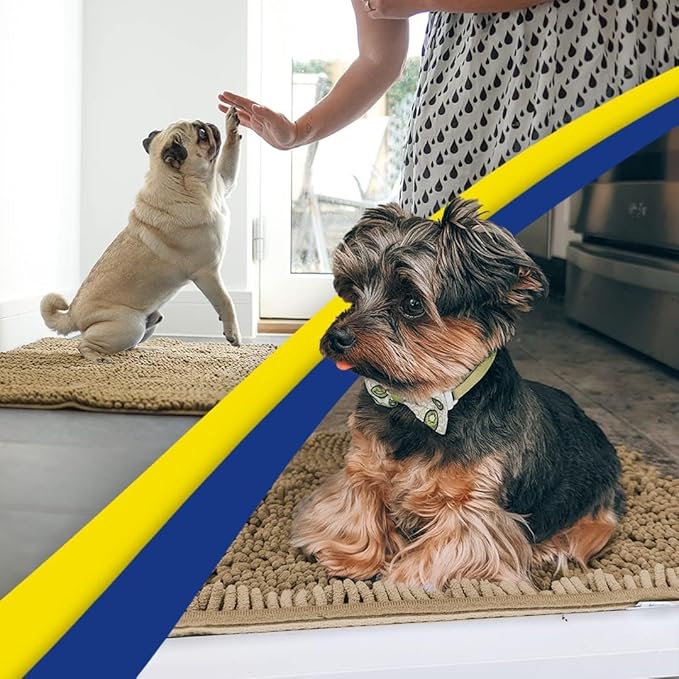 Muddy Mat® Shown on TV – Super Absorbent Door Mat Indoor, Microfiber Quick Dry Chenille Entryway Rug, Non-Slip Front Door Mat, Indoor Mats for Entryway, Machine Washable Pet Rug, Beige 36"x72"