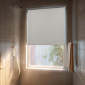 HESTIA No Drill Cordless Blackout Roller Shades Screwless Waterproof Shower Window Blinds, Auto-Retraction Easy Install Blind for Bathroom/Kitchen/Office/Exterior, White, 42" W x 72" H