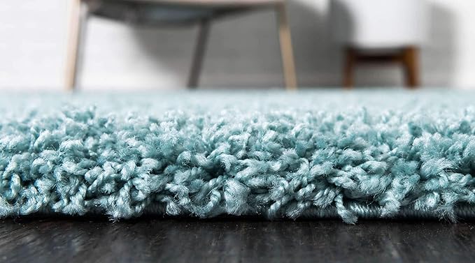 Unique Loom Solid Shag Collection Area Rug (5' 1" x 8' Rectangle, Light Slate Blue)