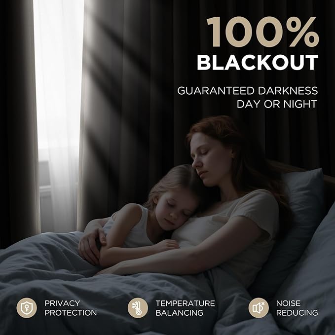 Joydeco Beige 100% Blackout Curtains 90 Inch 2 Panels, Luxury Thermal Beige Velvet Curtains for Bedroom Living Room, Soundproof Blackout Window Drapes, Rod Pocket & Back Tab (52W x 90L)