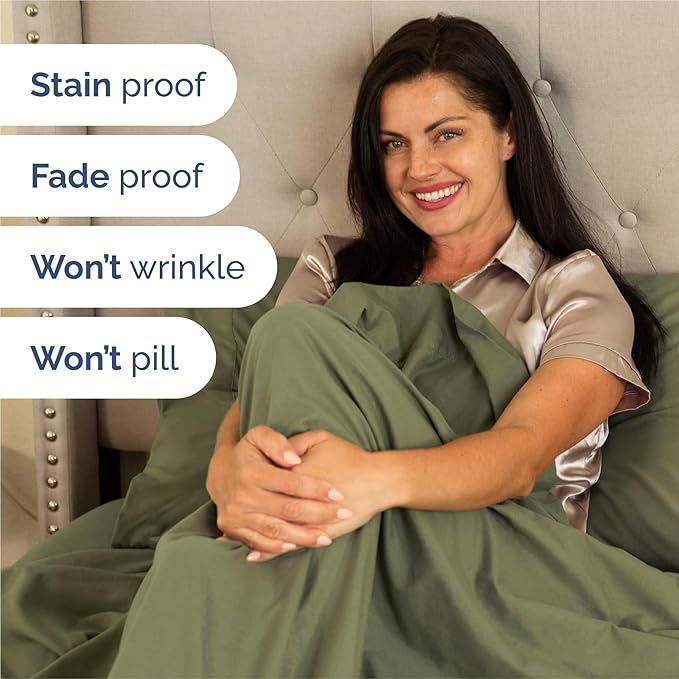 Split King 7 Piece Sheet Set - Cooling & Breathable - Hotel Luxury Bedding, Includes Fitted Sheets for Women, Men, Kids & Teens - 1 Flat, 2 Fitted Sheets, 4 Pillowcases w/Deep Pockets - Sage Green