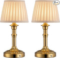 KDG Cordless Portables Table Lamp Set of 2, LED Fabric Shade Small Desk Lamps, 5000mAh Battery Powered Lighting, 2700K Stepless Dimmable Light for Living Room, Dining Room, Bedroom, Bedside (Bronze)