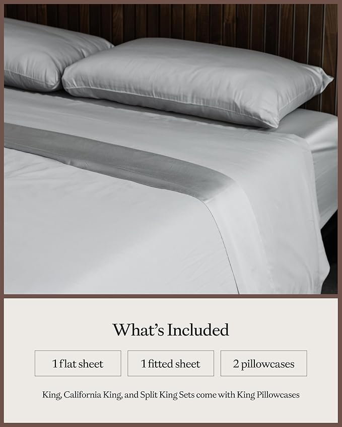 Cozy Earth Luxury Bed Sheet Set - 100% Viscose from Bamboo Fabric, Ultra-Soft & Breathable, Fits Regular & Deep Pocket Mattresses up to 20" - 4 Pieces Full Sheet Set Gray