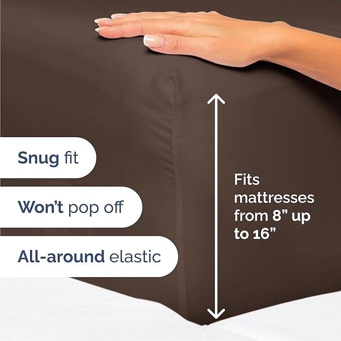 Cal King 6 Piece Sheet Set - Cooling, Comfy & Breathable - Hotel Luxury Bedding, Includes Fitted Sheet for Women, Men, Kids & Teens - 1 Flat, 1 Fitted Sheet, 4 Pillowcases with Deep Pockets - Brown