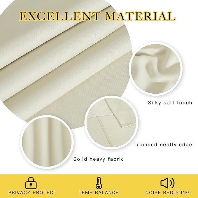 NICETOWN Blackout Curtains 72 inches Long, Grommet Privacy Window Treatment Thermal Insulated Room Darkening Sliding Glass Door Drape for Bedroom Living Room, 1 Panel, W100 x L72, Beige