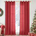 YoungsTex Red Linen Curtains 90 Inches Length for Living Room, Light Filtering Drapes Privacy with Grommet for Christmas Bedroom Dining Room, 2 Panels, 52 X 90 Inch