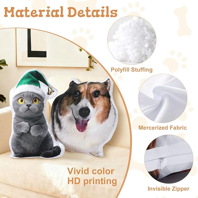 Custom4U Custom Pet Pillow with Picture Funny Shaped Pillow Personalized Custom Body Pillow Customized Pet Pillow with Photos (16inches)