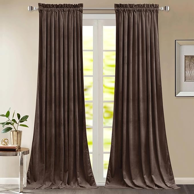 StangH Reddish Brown Curtains 84 inch Long for Bedroom, Soft Velvet Window Treatment Room Darkening Thick Decorative Drapes for Living Dining Room, W52 x L84, 2 Panels