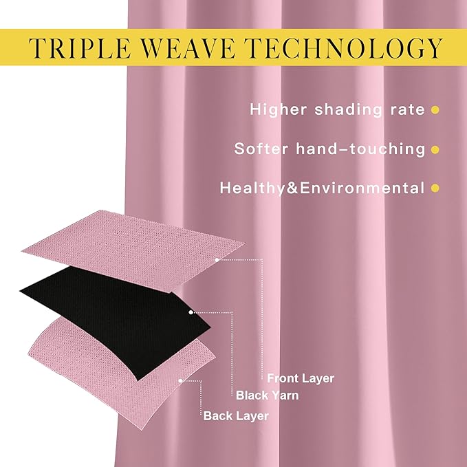 NICETOWN Blackout Sliding Glass Door Curtains, Room Darkening Thermal Insulated Curtains for Living Room Bedroom, Extra Wide Window Drapes, 1 Panel, W80 x L118, Rouge Pink