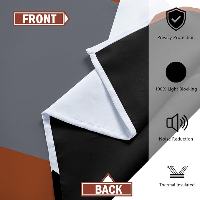 Burnt Orange 100% Blackout Curtains for Bedroom 96 inch Length 2 Panels Set Rust Modern Abstract Geometric Black Out Curtains Insulated Room Darkening Window Drapes for Living Room, 52Wx96L