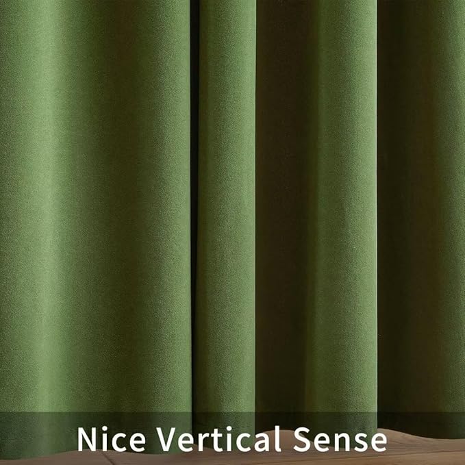Joydeco Green Velvet Curtains 108 inch 2 Panel, Room Darkening Super Soft Velvet Drapes for Bedroom Living Room Thermal Insulated Window Drapes, Luxury Blackout Rod Pocket Curtains,W52 x L108 inch