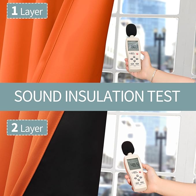 BGment Burnt Orange 100% Blackout Curtains for Bedroom/Living Room, Fall Full Room Darkening Noise Reducing Curtains 84 Inch Length, Thermal Insulated Rod Pocket Window Drapes 2 Panels, 52 Inch Wide