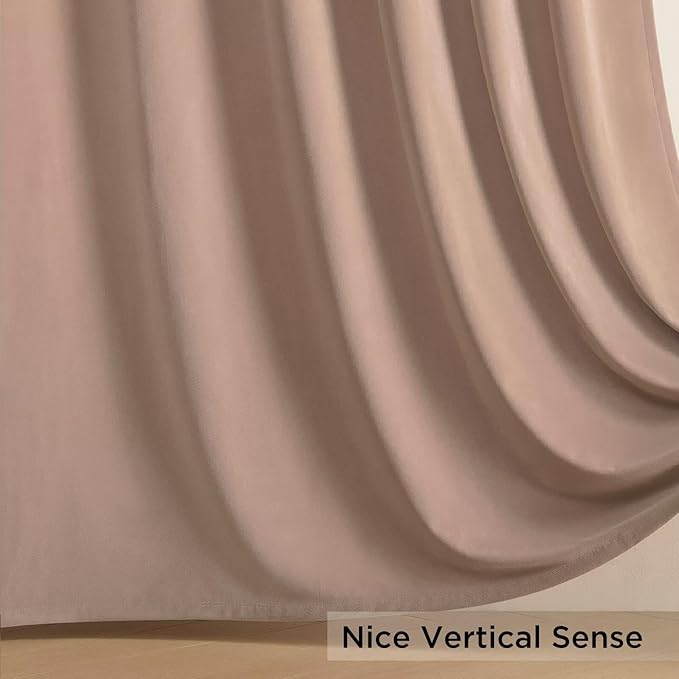 Joydeco Velvet Curtains Rose Beige Blackout Curtains Thermal Insulated 102 inches Long Window Curtains Soft Room Darkening Drapes for Bedroom Living Room Elegant Rod Pocket 2 Panels Rose Beige