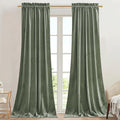 StangH Sage Green Velvet Curtains for Living Room Super Soft Thermal Insulated Privacy Protection Room Darkening Drapes for Bedroom/Nursery, W62 x L96, 2 Panels