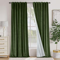 Lazzzy Velvet Blackout Curtains Thermal Insulated Curtains Room Window Drapes Super Soft Luxury Curtains for Living Room Bedroom Rod Pocket 2 Panels, 96 Inch Lined | Moss