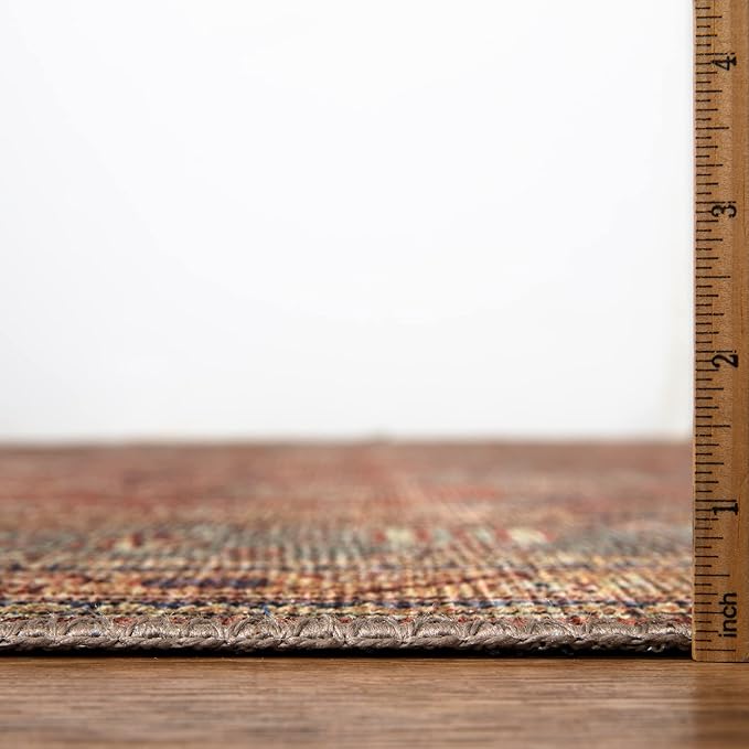 Bloom Rugs Washable Non-Slip 3' x 5' Rug - Terracotta/Mustard Traditional Area Rug for Living Room, Bedroom, Dining Room, and Kitchen - Exact Size: 3' x 5'