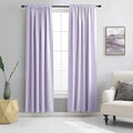 DONREN Room Darkening Window Curtain Panels for Bedroom - Rod Pocket Blackout Solid Curtains for Dining Room(Light Purple,52 W x 90 L 2 Panels)