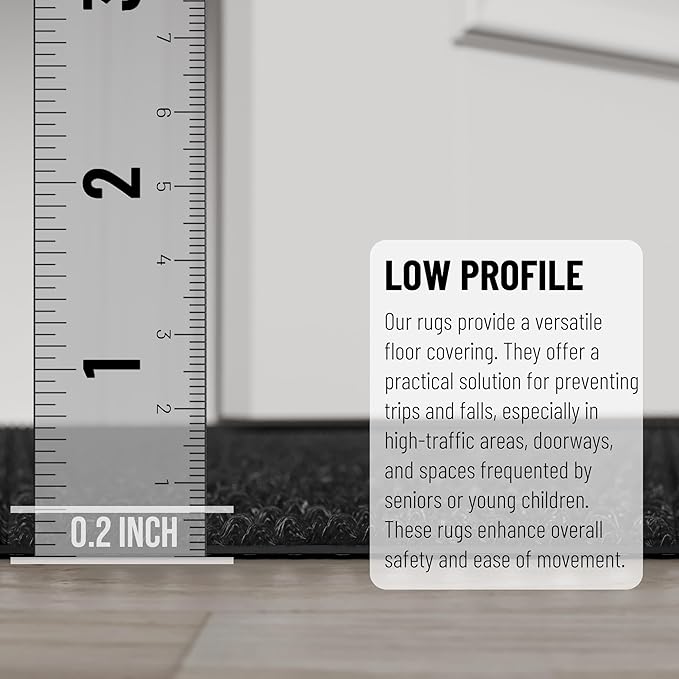 Ottomanson Commercial Scrape Rib Entry Mat – Heavy Duty Ribbed Floor Mat for High Traffic – Non Slip Rubber Back, Waterproof – Indoor Outdoor Use for Offices, Schools, Lobbies, 2' x 43', Black