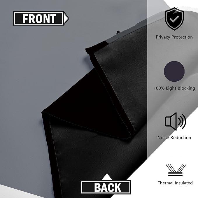 Black Grey 100% Blackout Curtains for Bedroom 72 inch Length 2 Panels Set White Grey Modern Abstract Geometric Black Out Curtains Insulated Room Darkening Window Drapes for Living Room, 42Wx72L