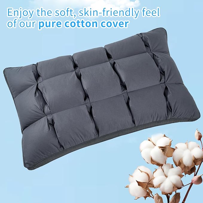 YOUR MOON Soft Pillow Standard for Sleeping, Super Soft Support Down Alternative Pillow, 100% Cotton Shell Luxury Comfy Fluffy Bed Pillows for Sleep(Gray)