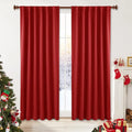 Deconovo Christmas Blackout Curtains, Thermal Insulated, W42 x L84 2 Panels, Back Tab, Machine Washable, Room-Darkening Drapes for Bedroom/Living Room Red