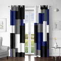 Navy Blue Grey 100% Blackout Curtains for Bedroom 84 inch Long 2 Panels Set Gray Modern Abstract Geometric Black Out Curtains Insulated Room Darkening Window Drapes for Living Room, 52Wx84L