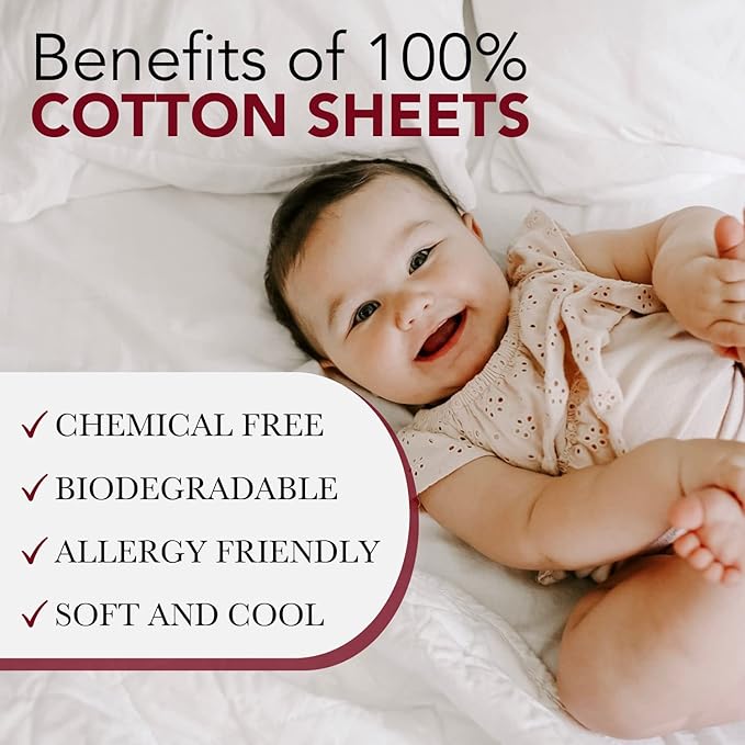 Red Land Cotton Luxury Sheet Set | 100% American Grown Cotton Basics | Premium Hotel Ultra-Soft Lightweight 4 Piece USA Made Deep Pocket Fitted, Flat Sheet, & Pillowcases Percale Weave (Full/White)
