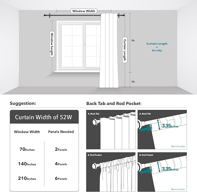 Deconovo Blackout Curtain Panels Window Draperies Rod Pocket/Back Tab Curtains Thermal Insulated Blackout Curtains for Bedroom 52Wx84L Inch Light Grey 2 Panels