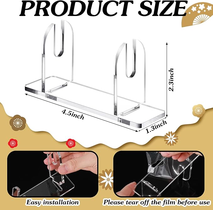 Roowest 2 Pcs Acrylic Fan Display Stand Folding Clear Fan Holder Easel Japanese Chinese Hand Fan Stand Foldable Handheld Fan Display Stand Base Fan Organizer