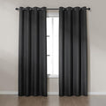 Amazon Basics Faux Linen Blackout Curtains for Bedroom and Living Room, 2-Piece Set with Grommets, 42" W x 84" L, Black