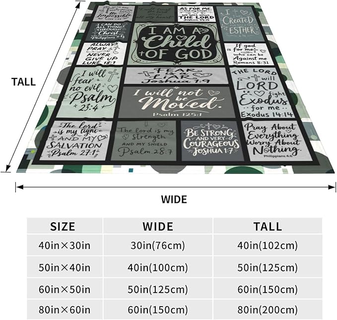 Christian Throw Blanket for Couch, Inspirational Gift for Women, Soft Plush Flannel Blanket, 30"x 40" Thoughts and Prayers Blankets for Bedroom Sofa Living Room Christmas Halloween Decoration