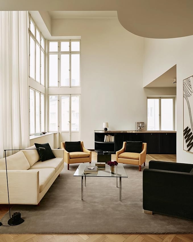 Hand-Tufted Wool Square Area Rug – Soft Premium Wool Carpet for Living Room, Bedroom & Home Décor – 6X6 ft| Warm Grey – Durable, Non-Slip Backing, Handcrafted Rug