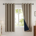 100% Blackout Curtains Thick Soft Curtain 2 Panels for Bedroom, Linen-Look Textured Full Light Blocking Room Darkening Thermal Insulated Drapes for Windows (W52xL45, Taupe)