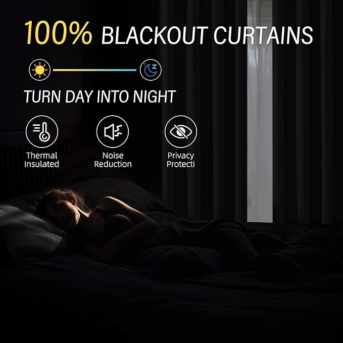 ChrisDowa 100% Blackout Pure White Solid Curtains 108 Inches Long 2 Panels for Bedroom Living Room,Farmhouse Room Darkening Thermal Insulated Soundproof Grommet Top Window Treatment Drapes,52x108