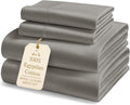 LANE LINEN 100% Egyptian Cotton Full Size Bed Sheets Set - 1000 Thread Count, Soft & Comfy No Pill Fade Resistant Natural Cooling Mercerized Cotton Sheets Full Size Bed 15" Deep Pocket - Charcoal