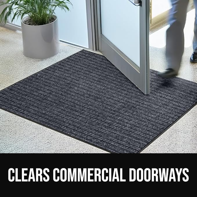 GORILLA GRIP Waterproof Traffic Guard Door Mat, 2 Pack Heavy Duty Entryway Mats, Strong Rubber Back Commercial Rugs for Office Hallway, Garage Floor and Home, Low Profile Carpet, 29x17, Charcoal Gray