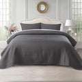 Oversized King Quilt Set 112"x106" – 3-Layer Soft Washed Lightweight California King Bedspread, Minimalist Nordic Design, All-Season Quilt Bedding (1 Quilt + 2 Pillow Shams), Tornado Dark Grey