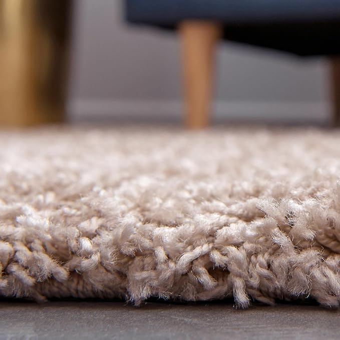 Unique Loom Solid Shag Collection Area Rug (4' Octagon, Taupe)