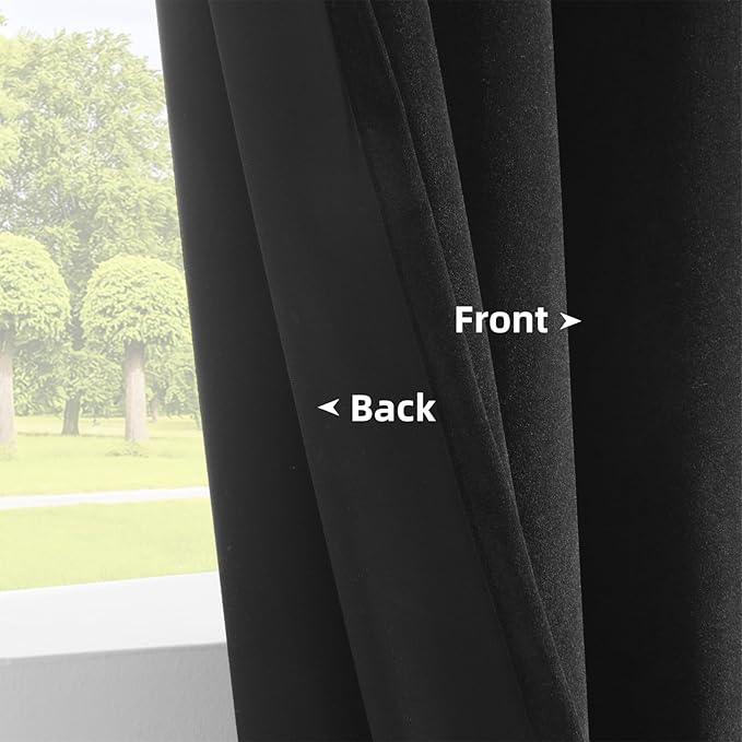 Joydeco Customized Velvet Curtains for Bedroom & Living Room, Heavy Duty Luxury Thermal Insulated Black Velvet Curtains Rod Pocket 1 Panel, Custom Size